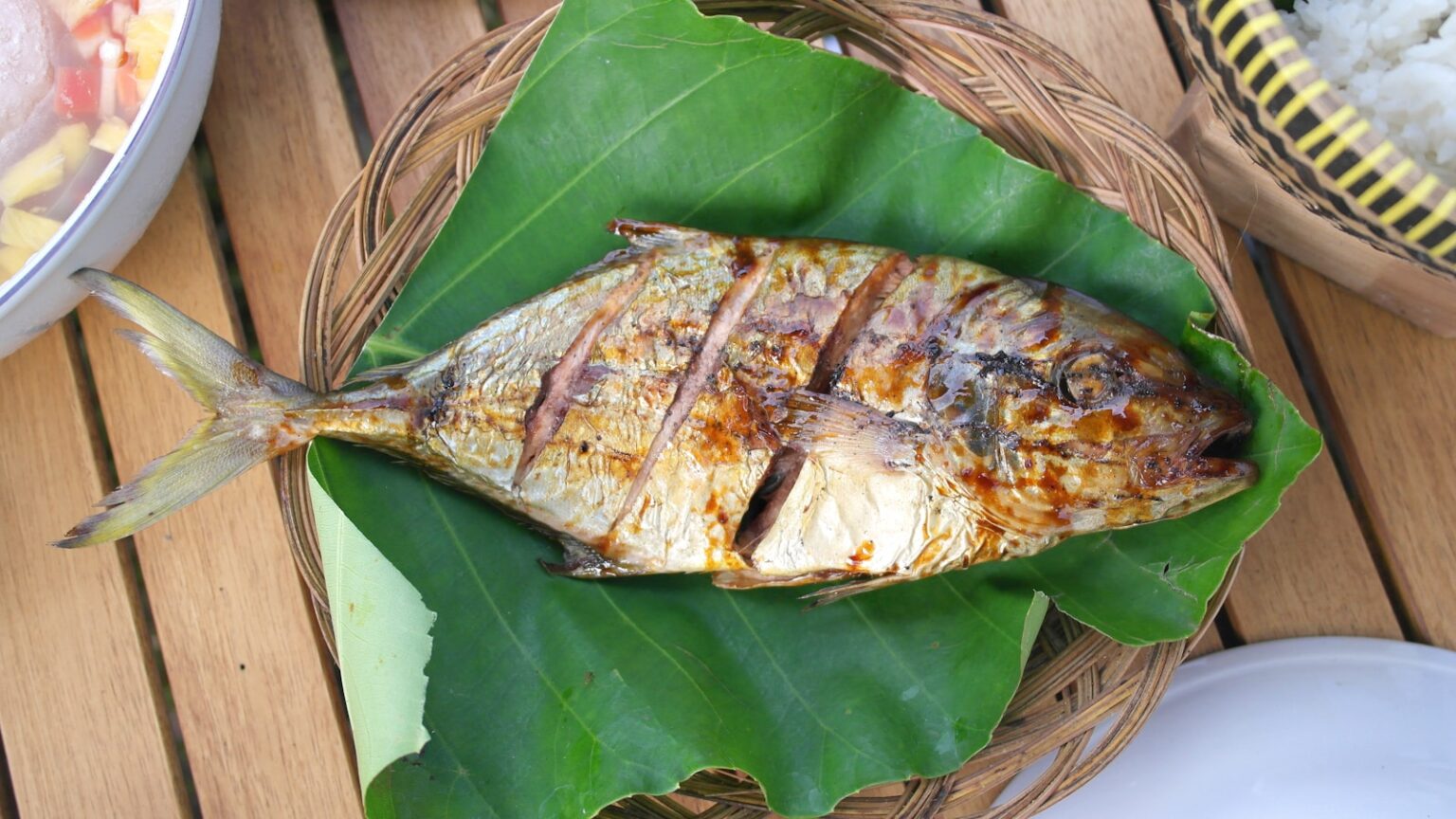 a fish on a leaf