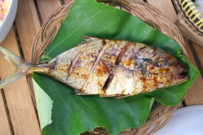 a fish on a leaf