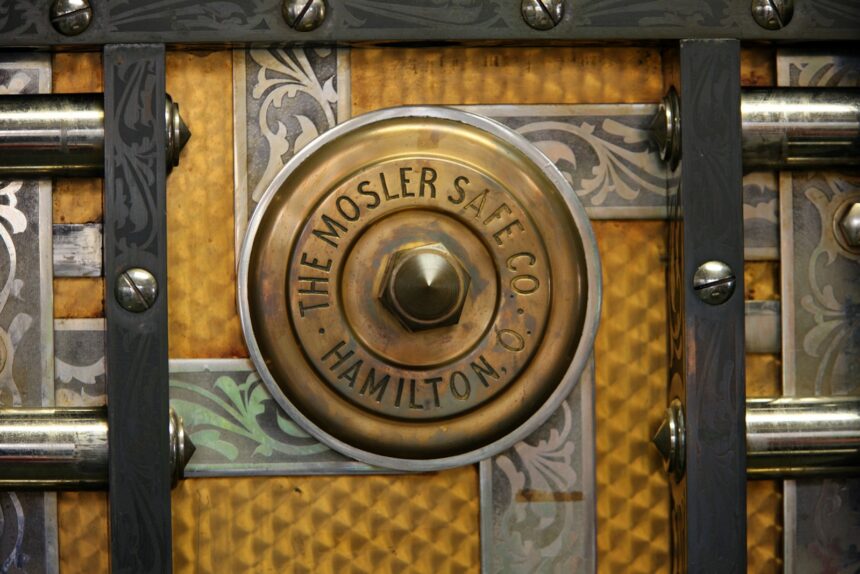 a close up of a door handle on a door