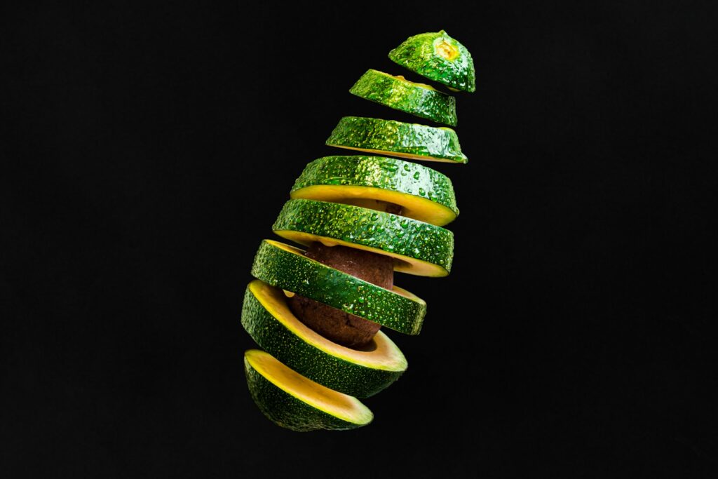 sliced green and yellow fruit