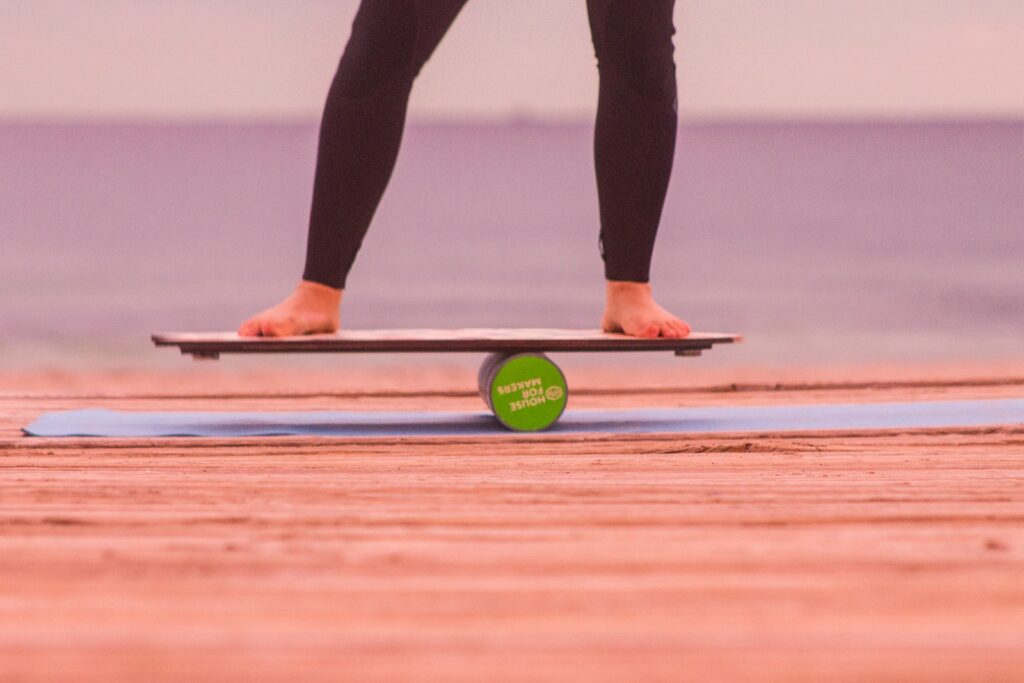 person on balance board