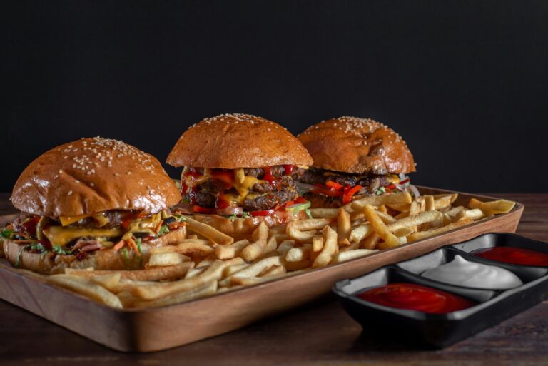 burger with patty and lettuce
