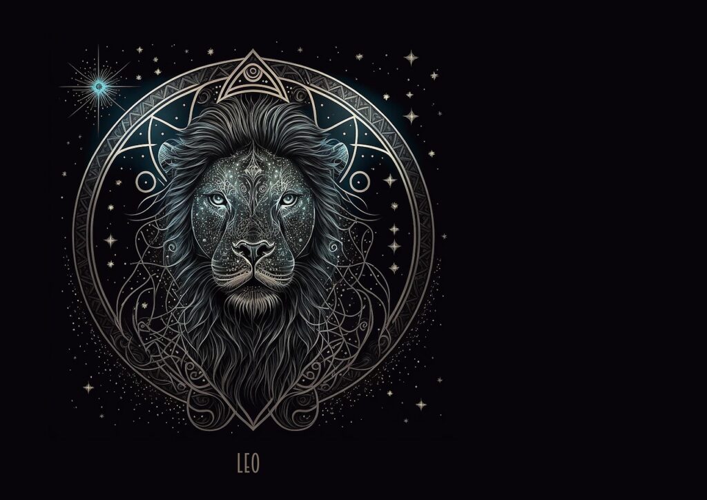 leo, star sign, astrology, horoscope, fantasy, ai generated, background, birthday card, zodiac, symbol, shining, leo, leo, leo, leo, leo, zodiac