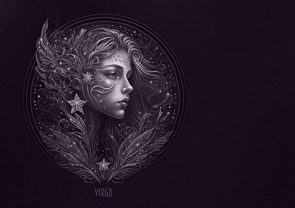 virgo, star sign, astrology, horoscope, fantasy, ai generated, background, birthday card, zodiac, symbol, shining, virgo, virgo, virgo, virgo, virgo, astrology, horoscope, zodiac