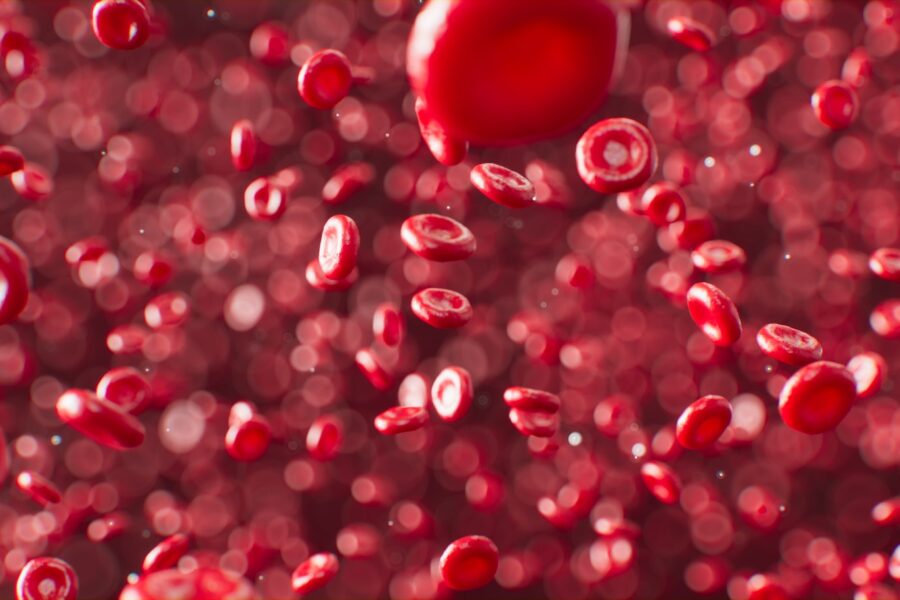a red liquid filled with lots of bubbles