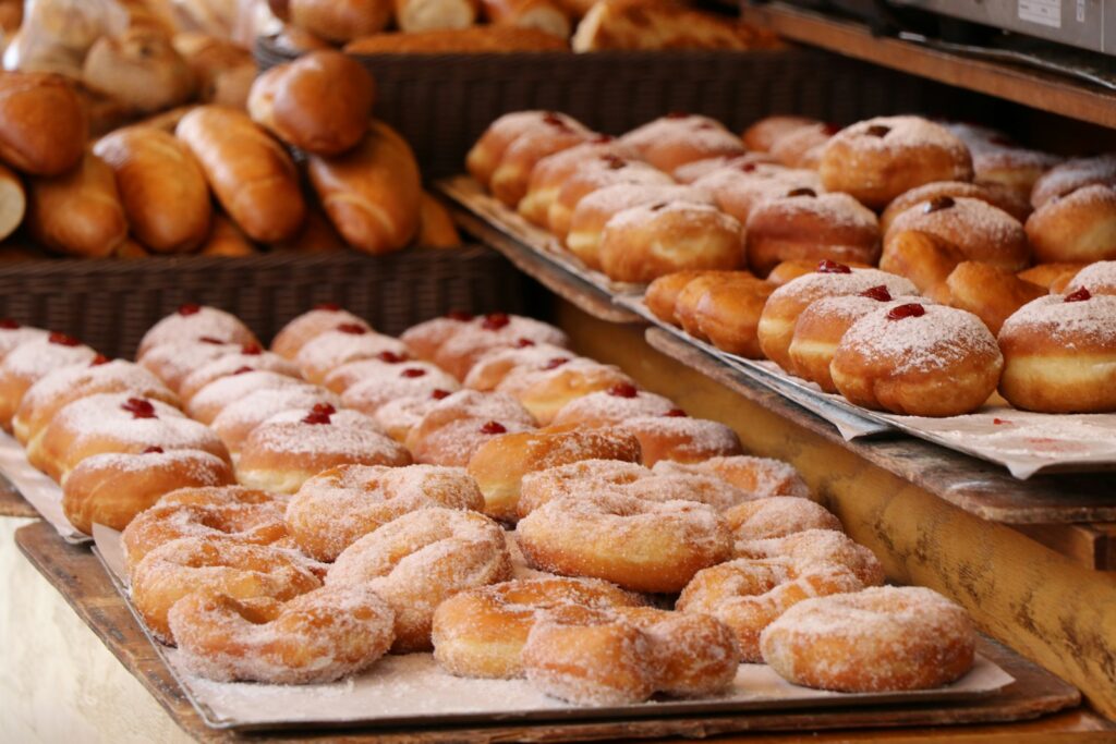 baked doughnuts on tray