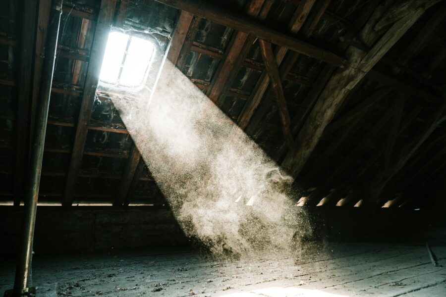 view of sun's ray at the attic