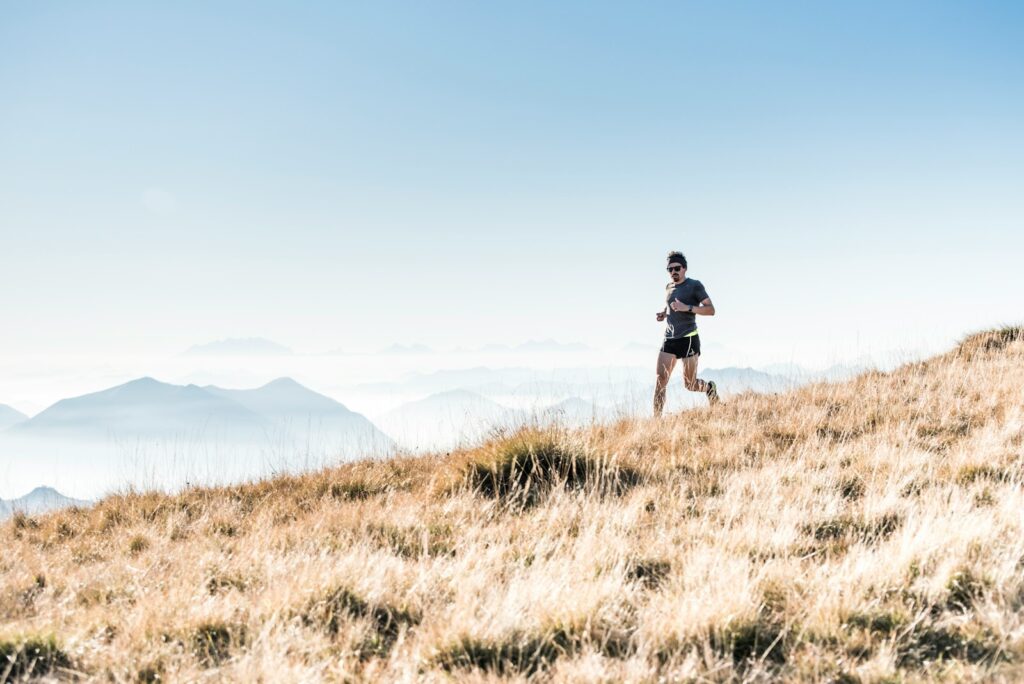 man running on the mountain